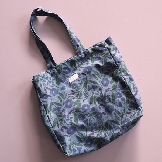Handbedruckte Tote Bag *Floral Blue*