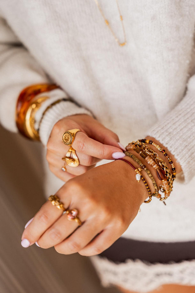 Armband in Ochsenblutrot und Gold