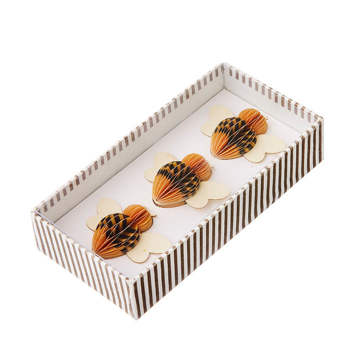 Papier-Bienen (Honigfarben), 3er-Set