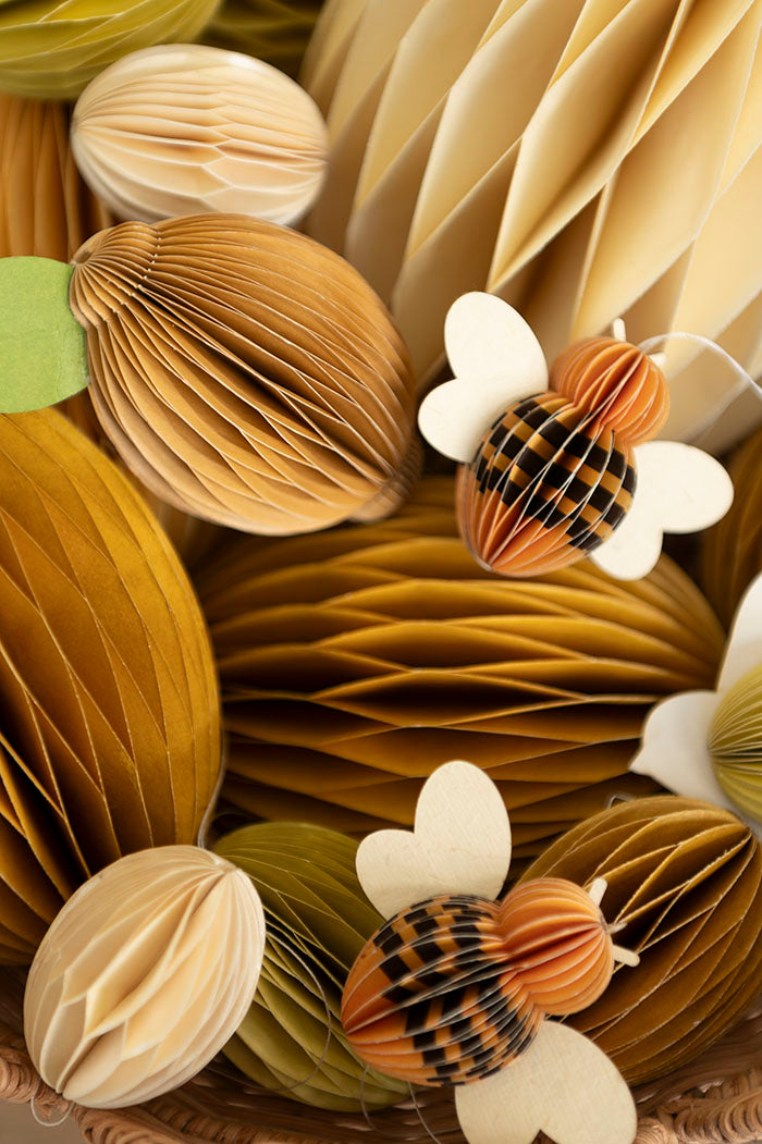 Papier-Bienen (Honigfarben), 3er-Set