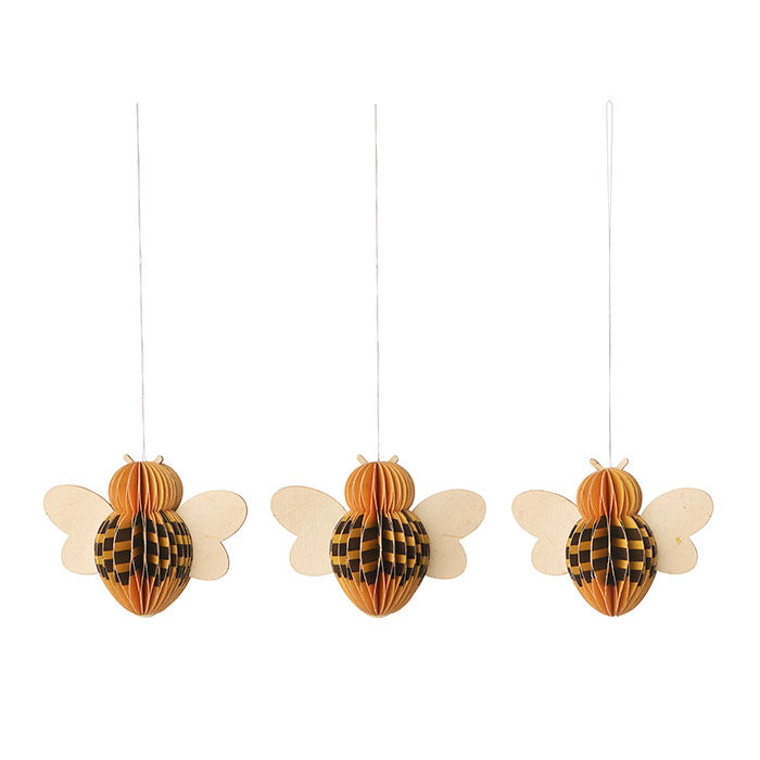 Papier-Bienen (Honigfarben), 3er-Set