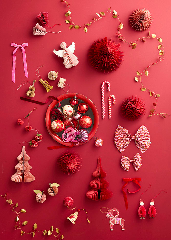 Paper Bow Naya 12cm Scarlet/Gold S/2pcs