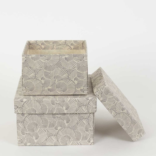 SHELL SQUARE Boxen-Set (2-teilig), Cremeweiß/Braun