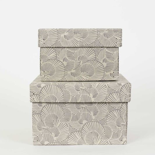 SHELL SQUARE Boxen-Set (2-teilig), Cremeweiß/Braun