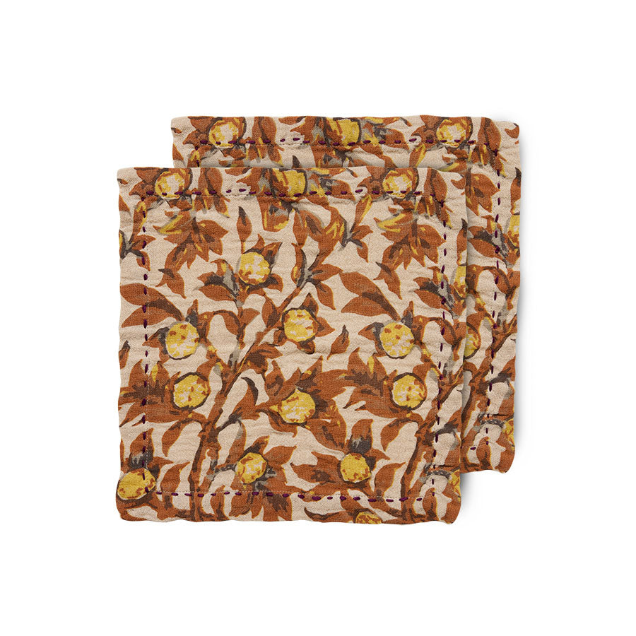 Baumwollservietten, mediterran-mandarinenfarben (2er-Set)