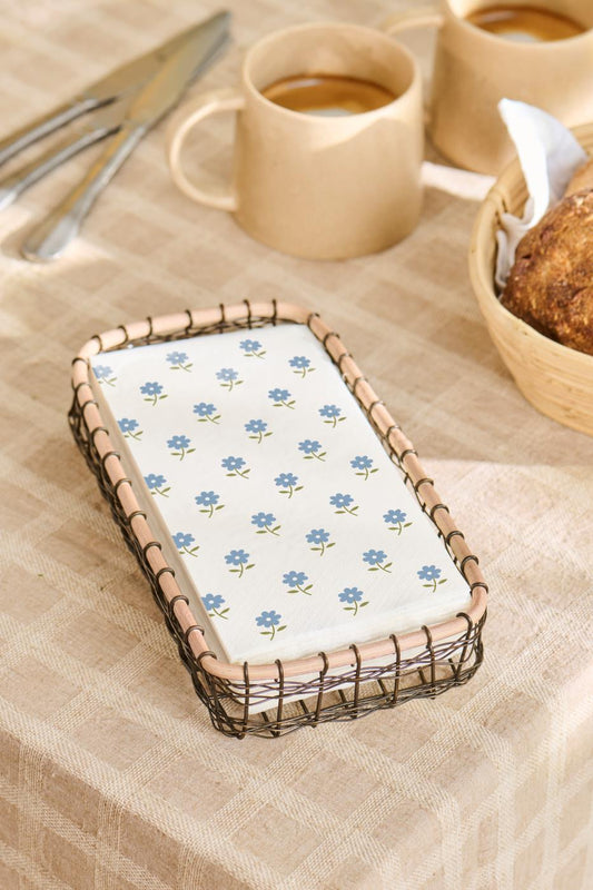 Serviette 10x20 cm blaue Blumen 16 Stck/Pck
