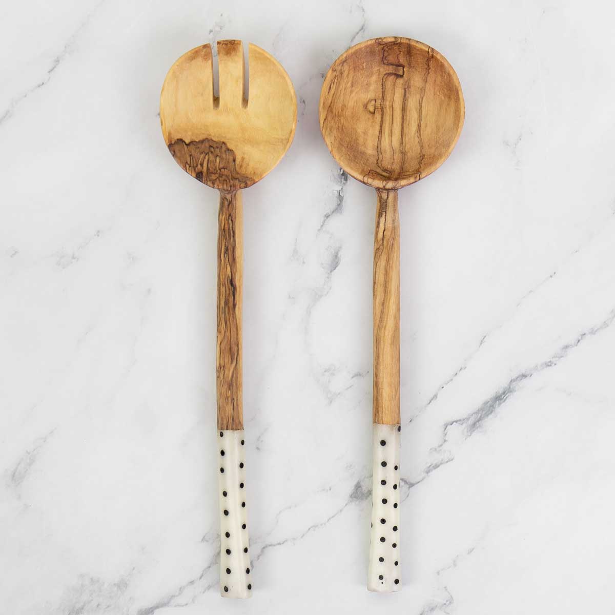 WOOD DOTS Salladsbestick