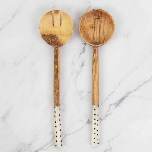 WOOD DOTS Salladsbestick