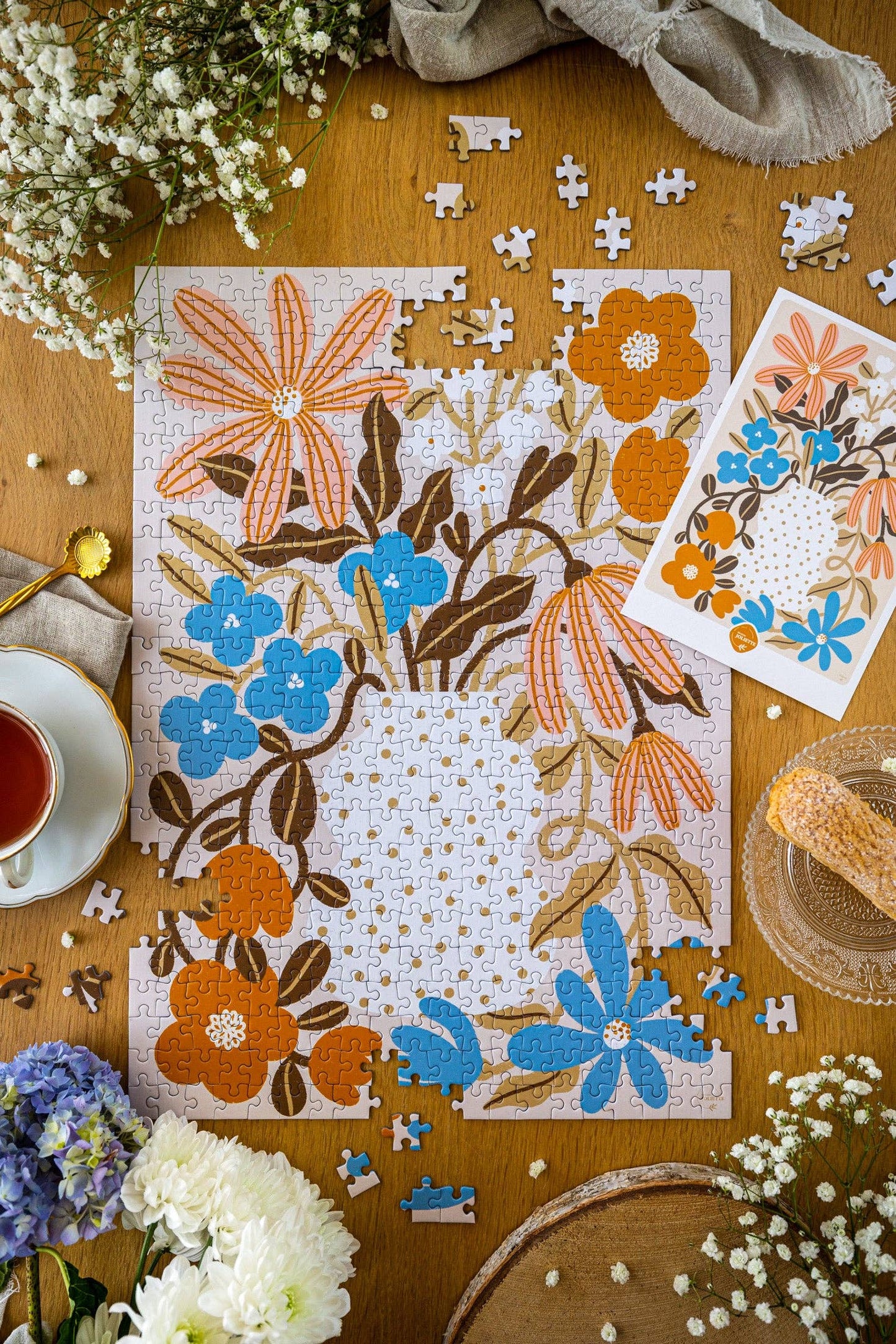 Myosotis- & Kapuzinerkresse-Puzzle mit 500 Teilen