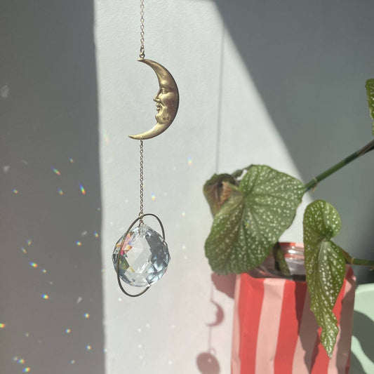 Suncatcher Mond / Lichtfänger / Fensterkristall  / Prisma