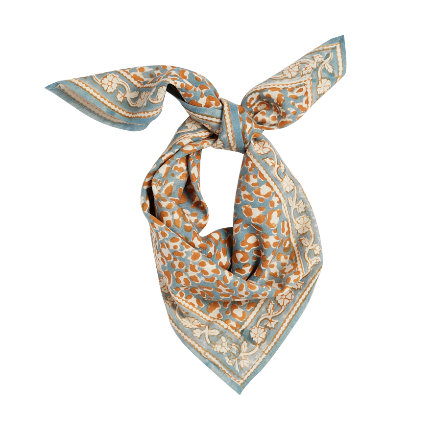 Kleines indisches Tuch - Leopardblau