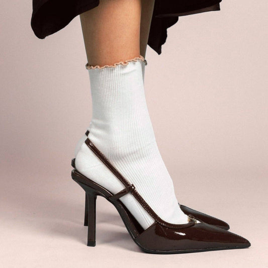 KLUE Bio-Baumwollsocken mit Rüschen | Mandel