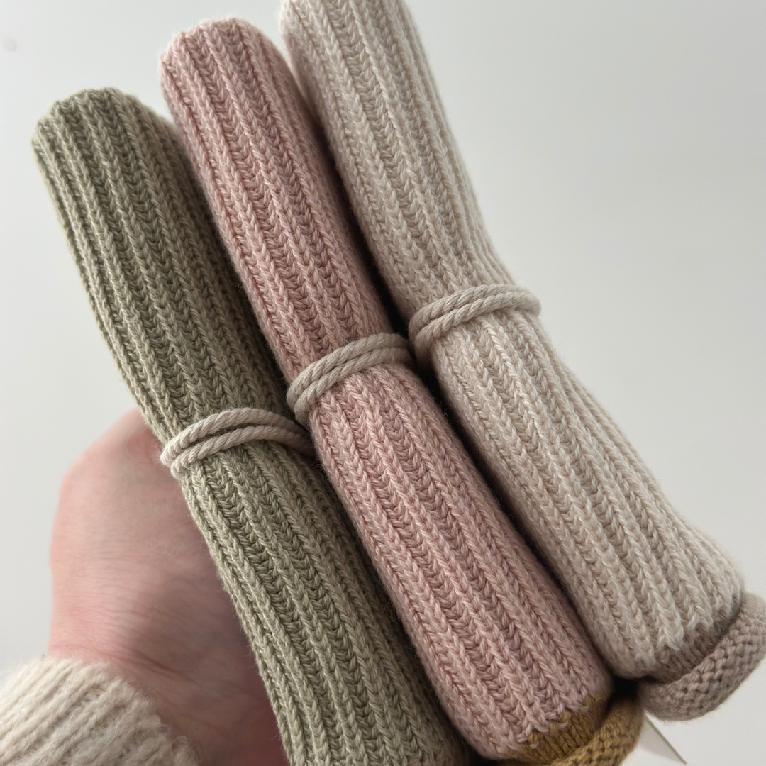 Geschirrtuch - Bio-Baumwolle - Gestrickt - Welle - Puder