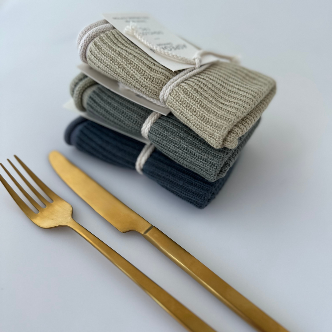 Spültuch aus 100 % Bio-Baumwolle – Strickmuster Ripple Pampas