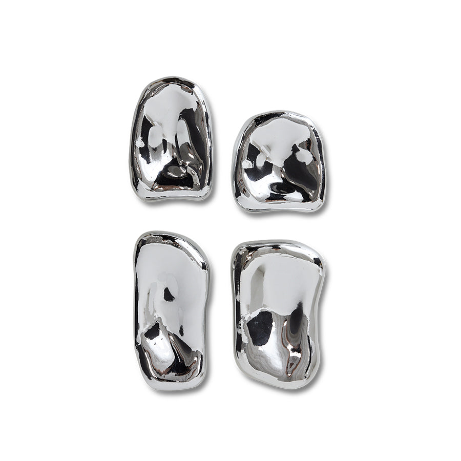 Glasskulptur Chrom 4er-Set