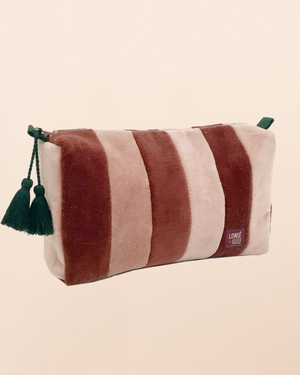 B-Pouch Kosmetiktasche aus gestreiftem Samt diverse Farben