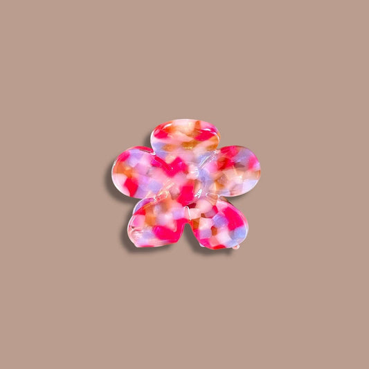 Blumen-Haarspange PM – rosa gesprenkelt