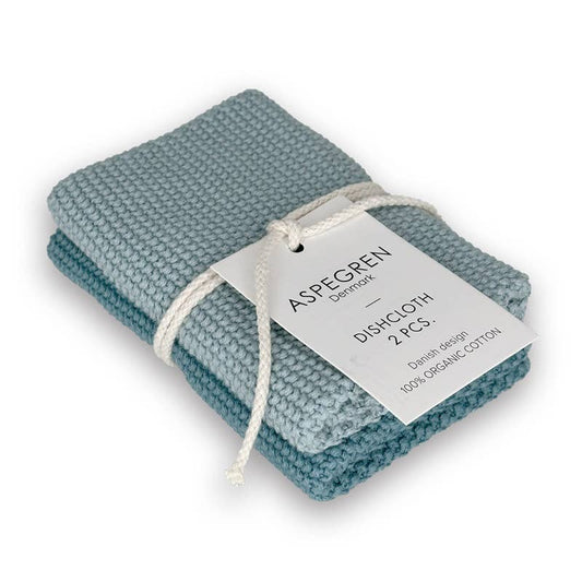 Geschirrtücher aus Bio-Baumwolle, 2er-Set, gestrickt, Aqua