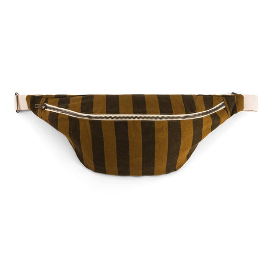 Damen-Bauchtasche mit Streifen in Kreuzkümmel und Schwarz