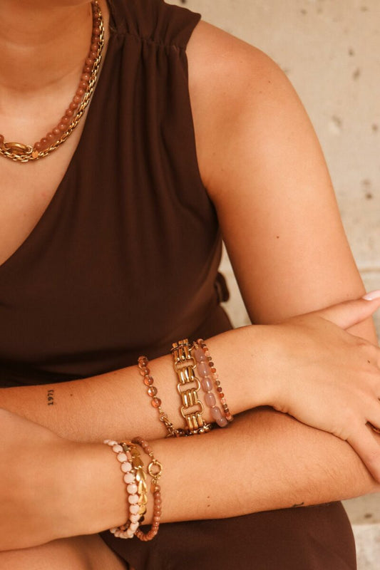 Braunes Flammen-Armband, goldfarben