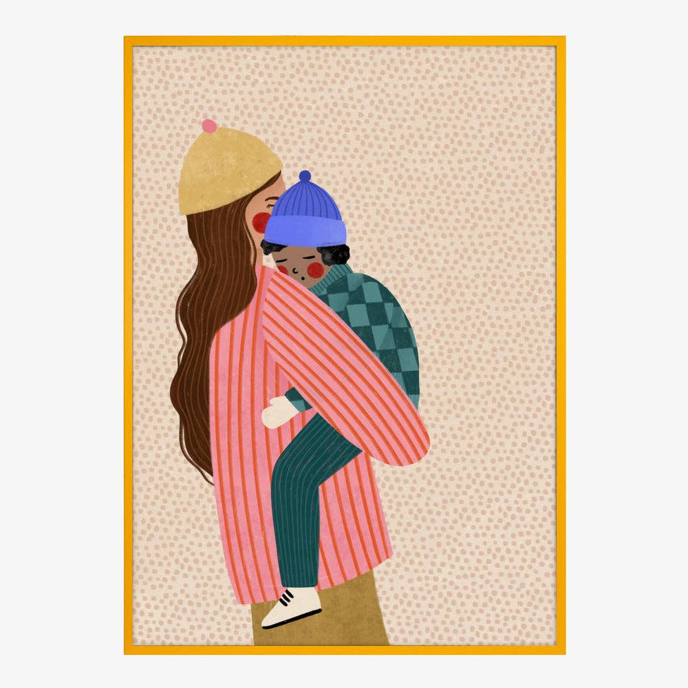Kunstdruck: Mutter trägt Kind – malerischer Winter: Kein Rahmen / 70 x 100 cm