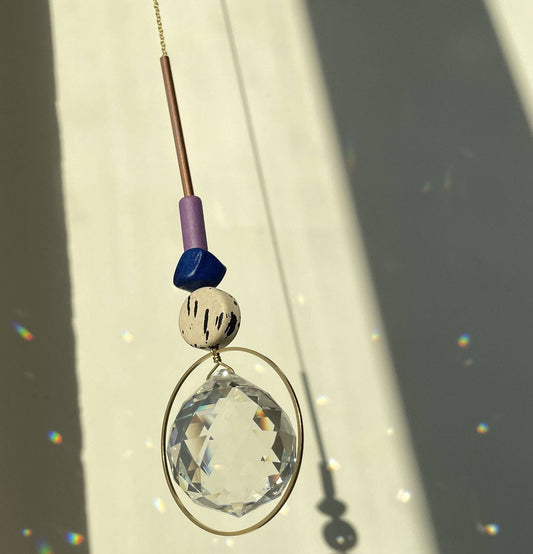 Suncatcher DISC/ dunkelblau / Lichtfänger / Fensterkristall  / Prisma