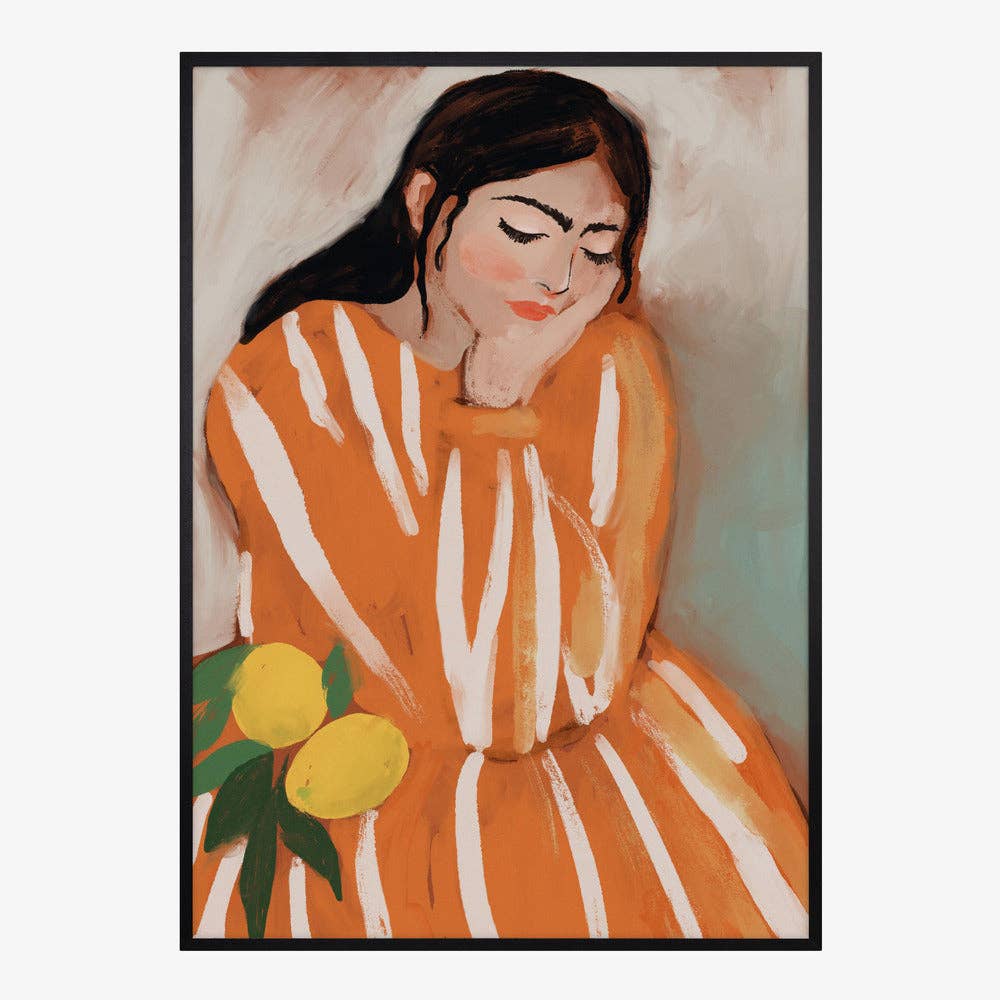 Kunstdruck „Frau mit Zitronen“ – malerischer Boho