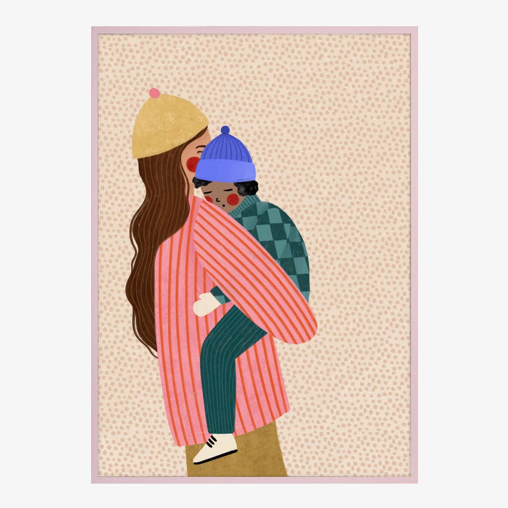 Kunstdruck: Mutter trägt Kind – malerischer Winter: Kein Rahmen / 70 x 100 cm