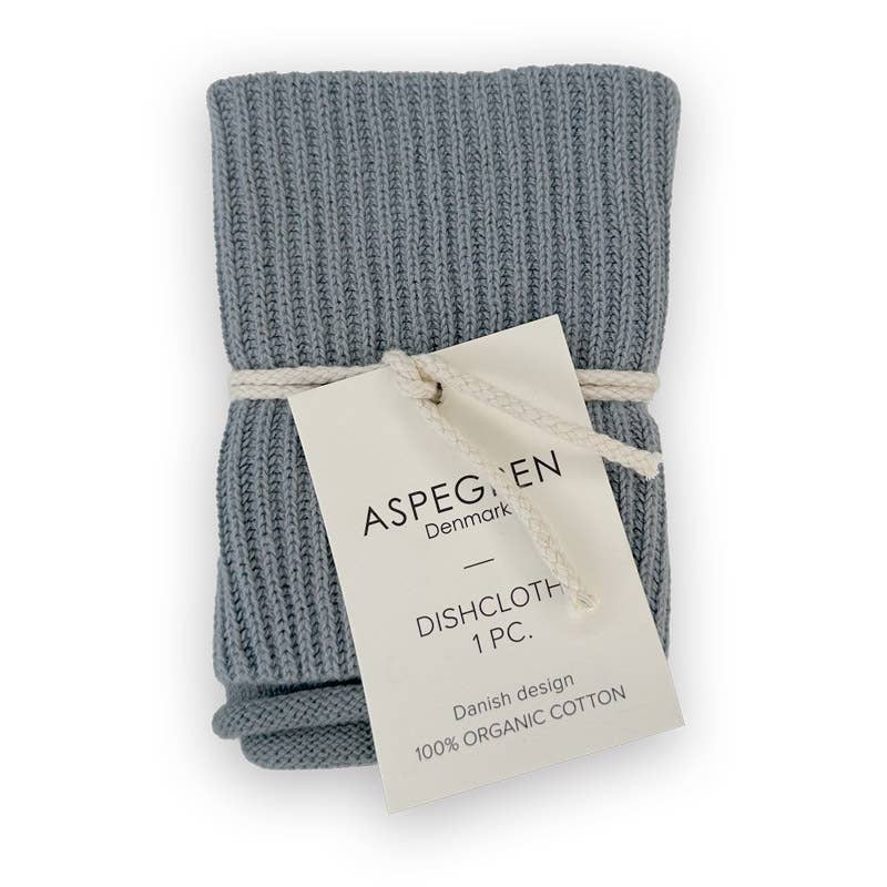 Geschirrtuch - Bio-Baumwolle - Gestrickt - Wellenmuster - Blassblau