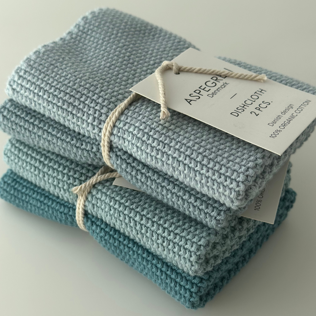 Spültücher aus Bio-Baumwolle, gestrickt, 2er-Set, Farbe Skyway