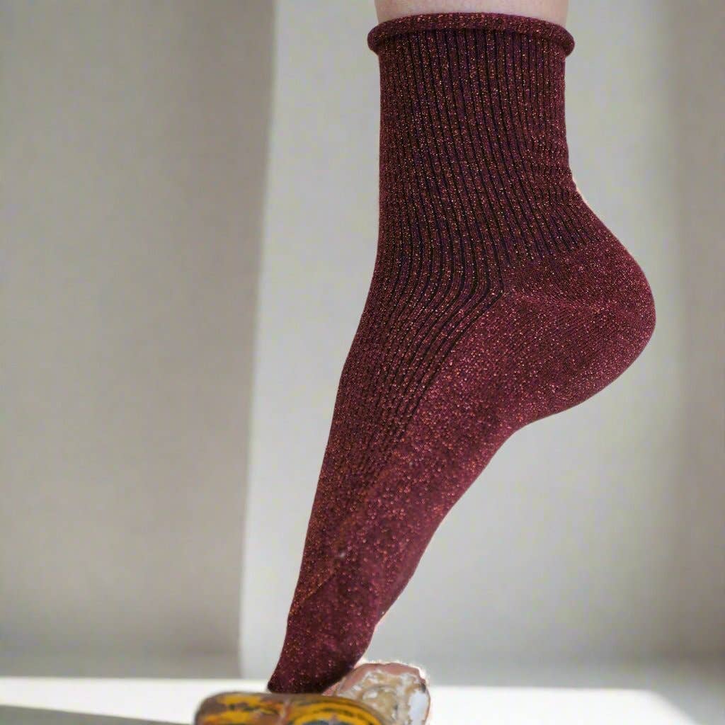 KLUE Glitter Lurex-Socken aus umweltfreundlichem Lyocell | Rot