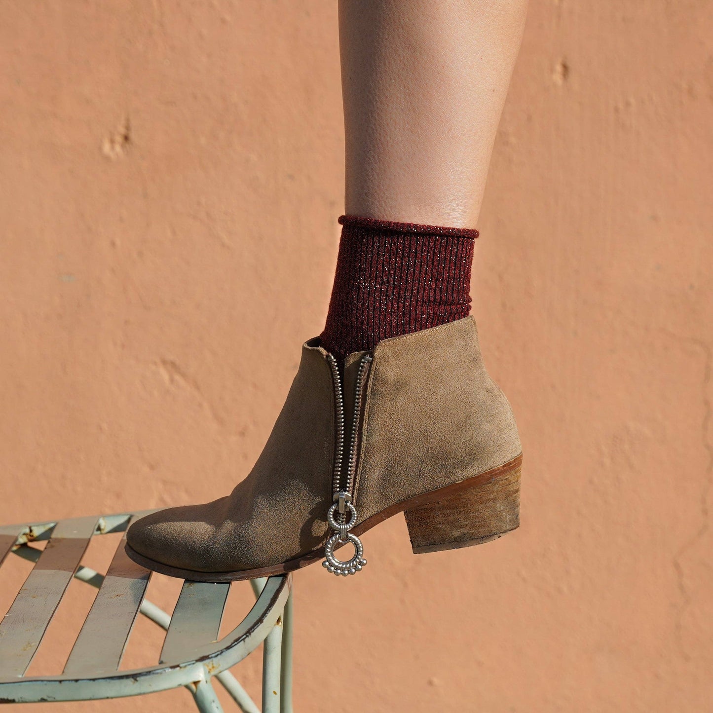 KLUE Glitter Lurex-Socken aus umweltfreundlichem Lyocell | Rot