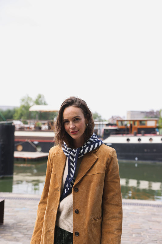 Schal Colette, gestreift ecru/marine