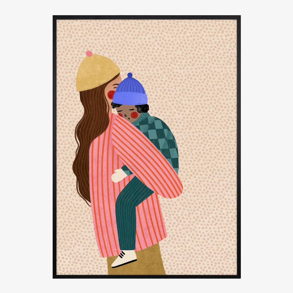 Kunstdruck: Mutter trägt Kind – malerischer Winter: Kein Rahmen / 70 x 100 cm