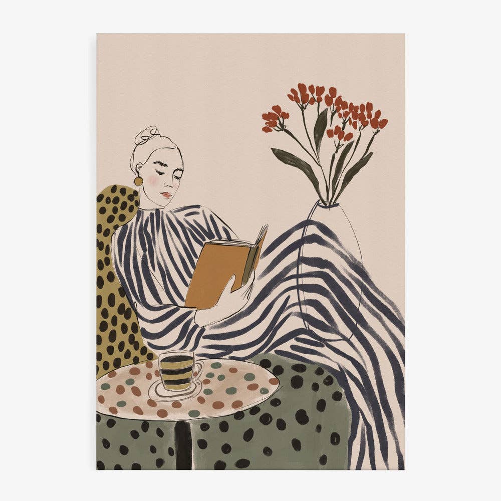 Kunstdruck „Chic Woman Reading“ – malerische Editorial-Deko