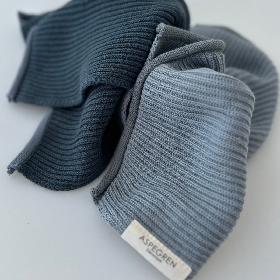 Geschirrtuch - Bio-Baumwolle - Gestrickt - Wellenmuster - Blassblau