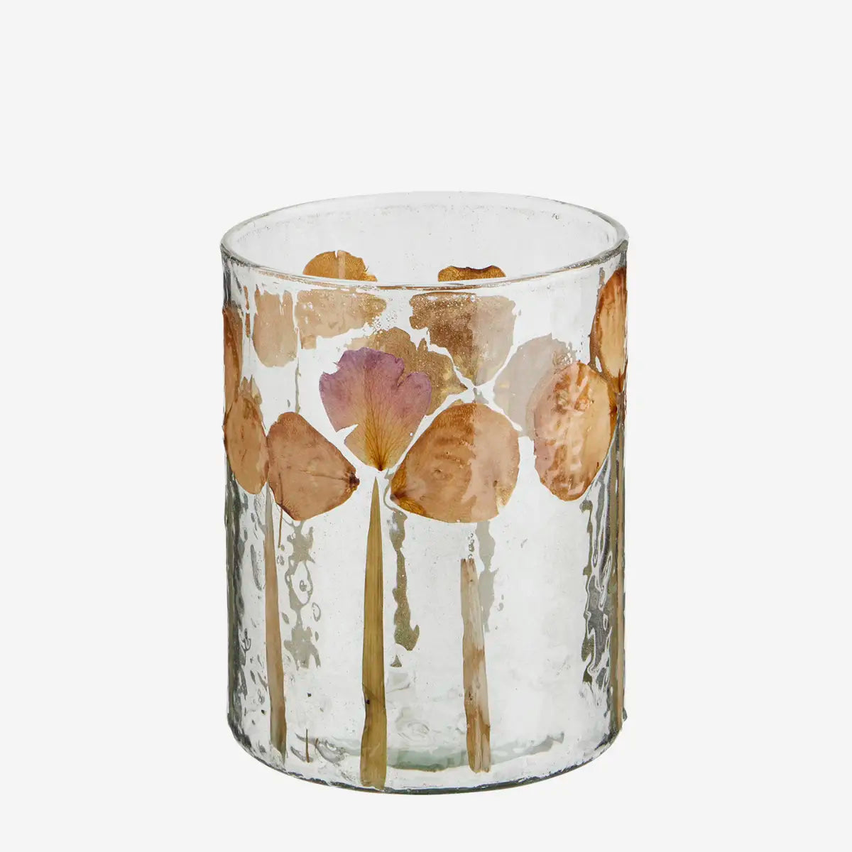 Glasvotivkerze mit Blumen