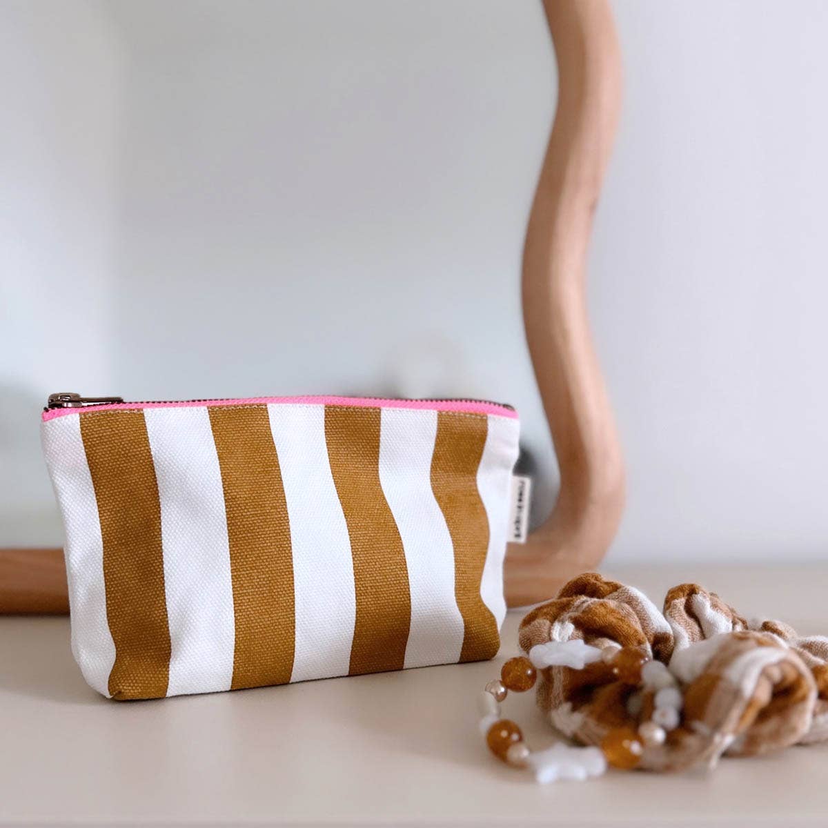Haargummi Vichy-Muster Karamell