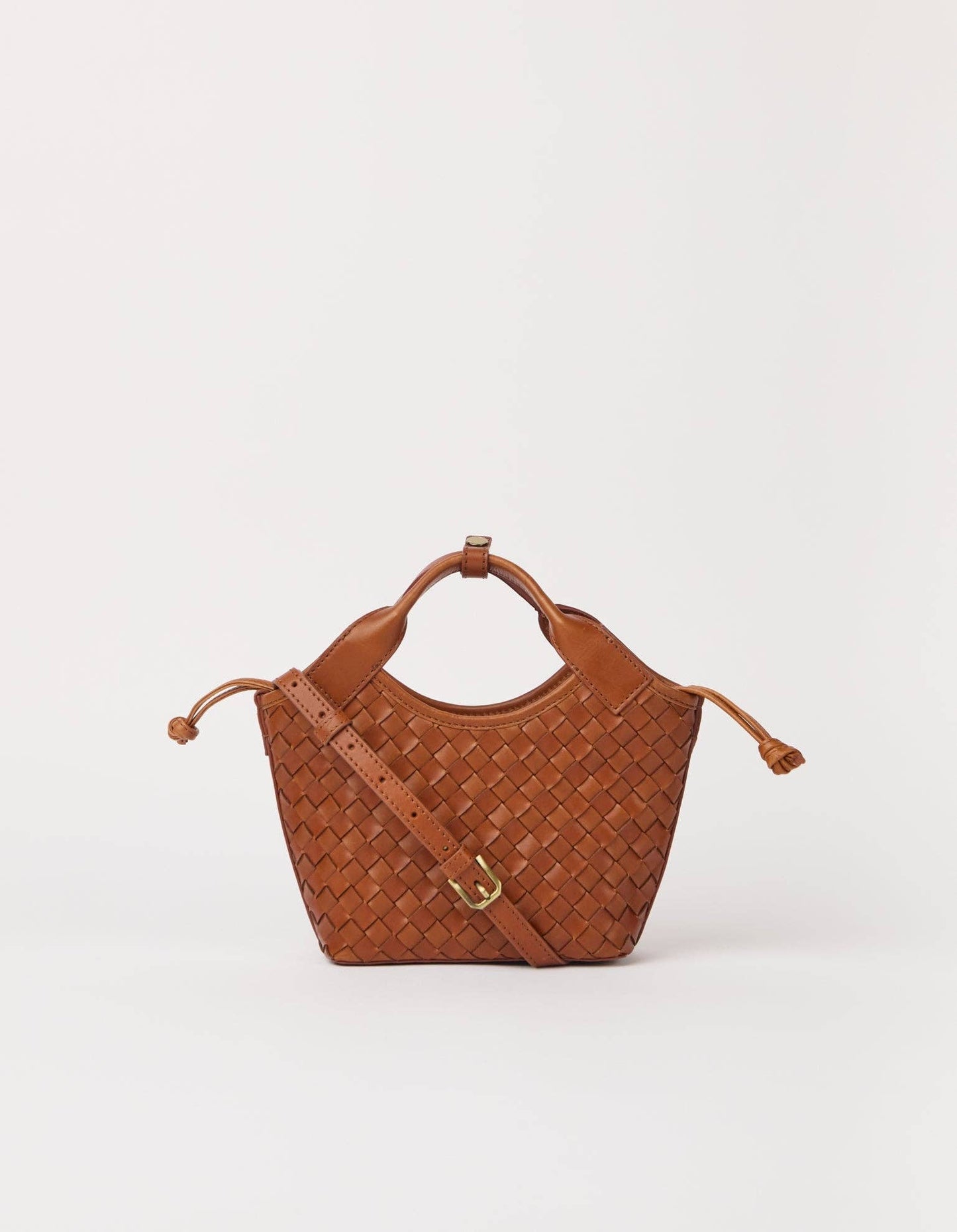 Mara Mini - Klassisches Geflochtenes Leder in Cognac