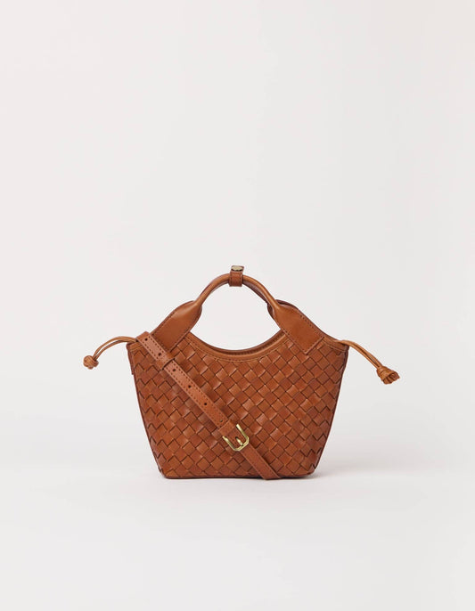 Mara Mini - Klassisches Geflochtenes Leder in Cognac