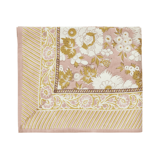Indische Tischdecke mit Blumenmuster Vishnu Terrakotta