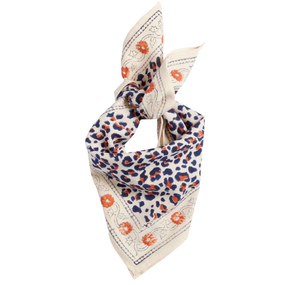 Indisches Kindertuch - Beige Marine Leopard