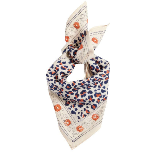 Indisches Kindertuch - Beige Marine Leopard