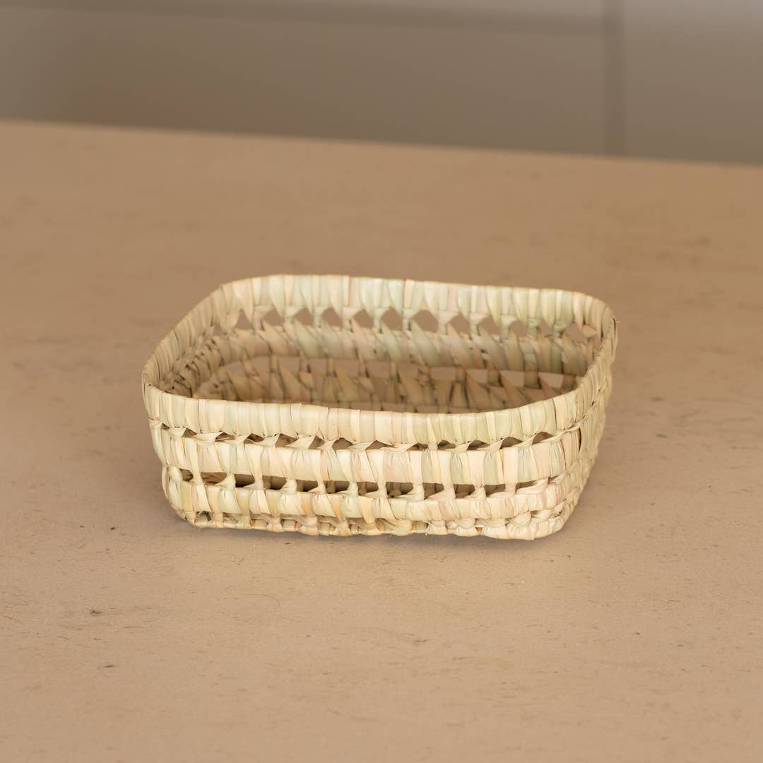 Rechteckiger Korb aus Palmenblättern S