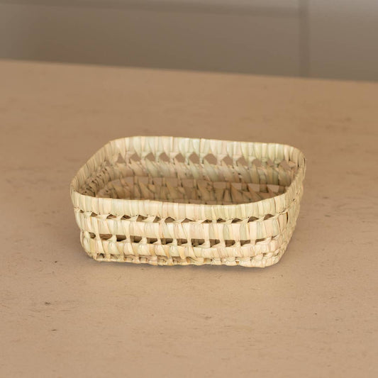 Rechteckiger Korb aus Palmenblättern S