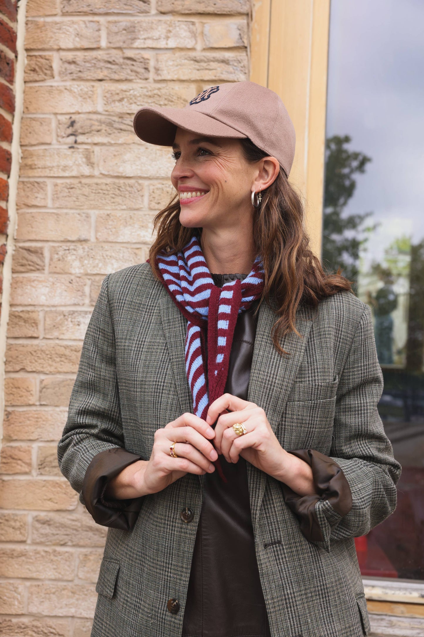 Colette‑Schal, gestreift bordeaux/blau