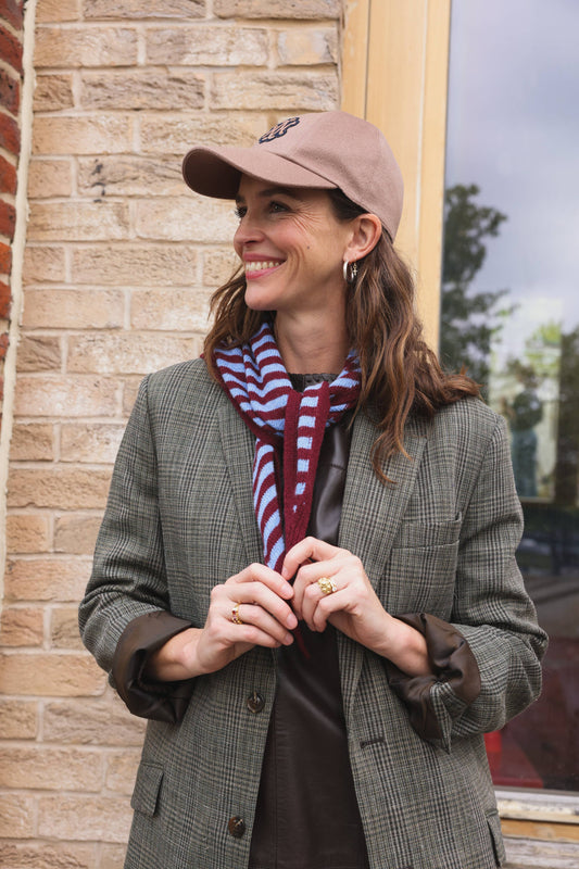 Colette‑Schal, gestreift bordeaux/blau