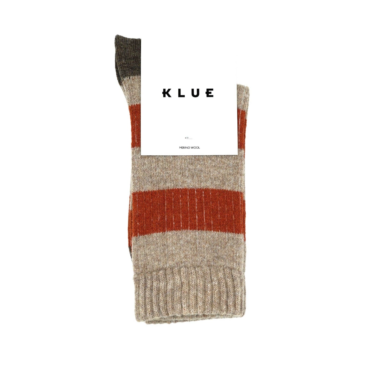 KLUE Socken aus Merinowolle mit Streifen | Beige und Orange