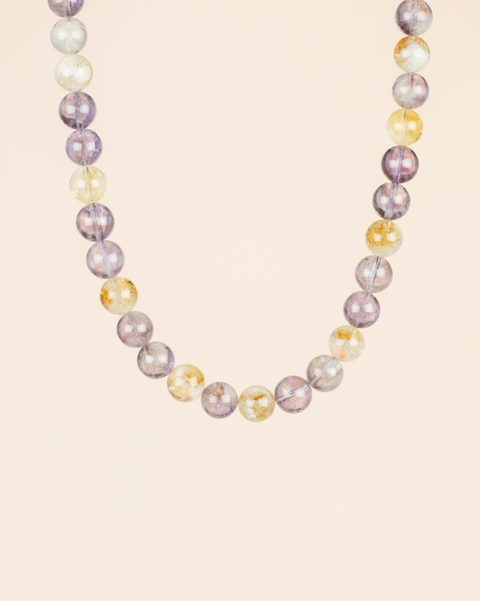 Collier Große runde Edelsteine Amethyst und Citrin ME