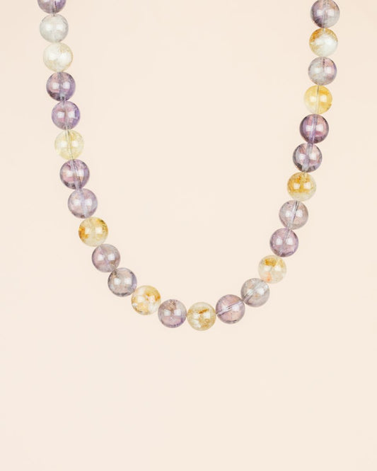 Collier Große runde Edelsteine Amethyst und Citrin ME